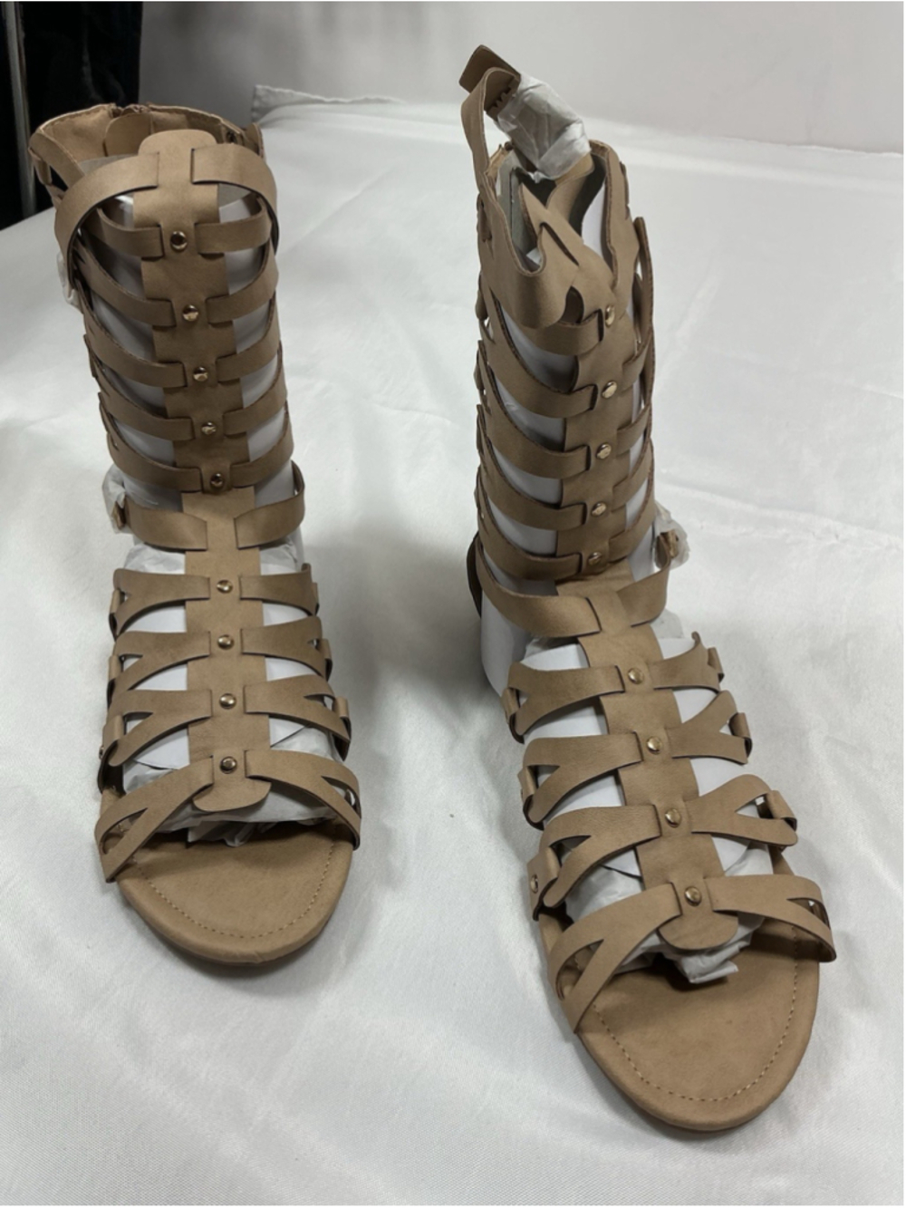 Womans New Rome Midcalf Strappy Gladiator Sandals 10 Camel